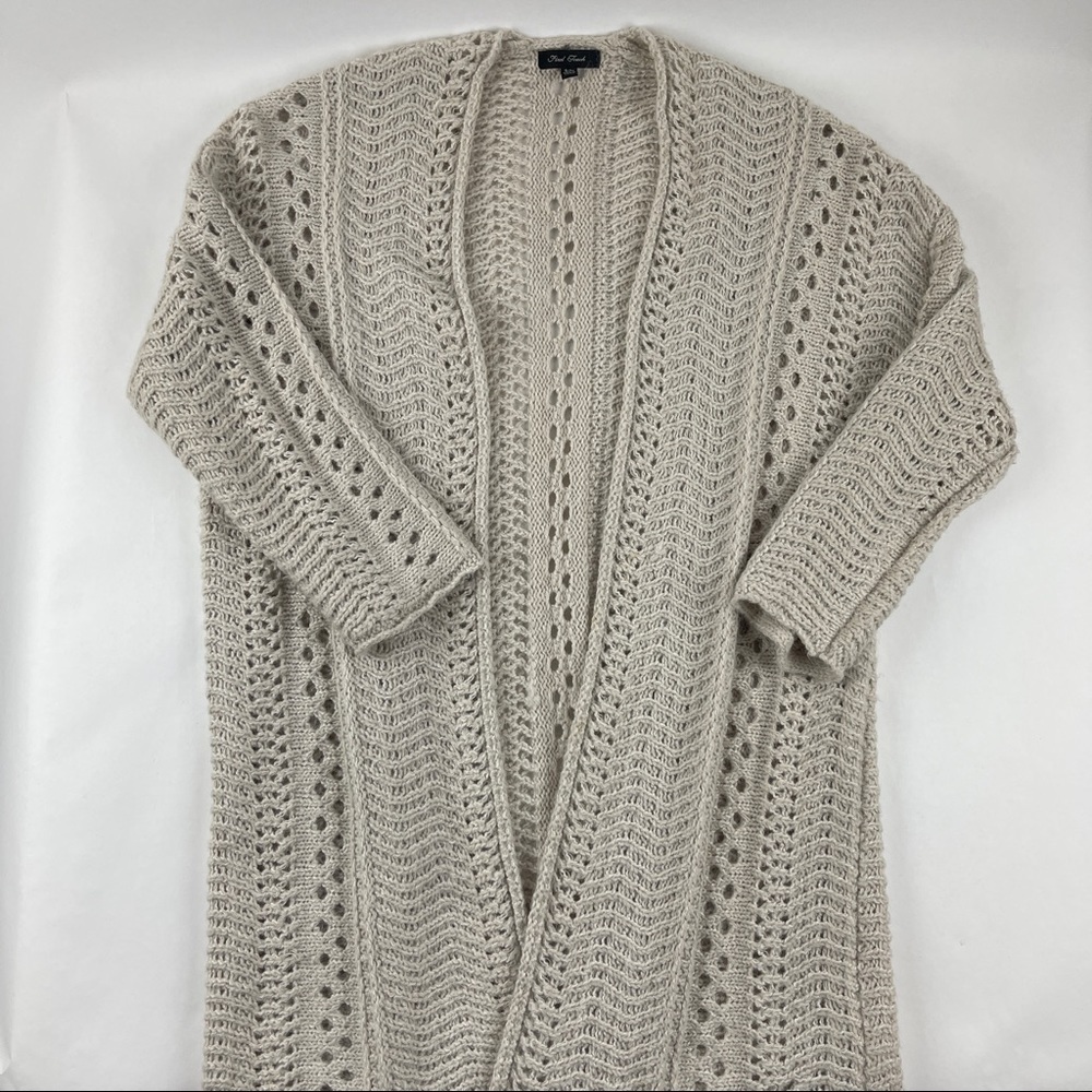 Final Touch Womens Cardigan Open Front Loose Knit Beige S/M